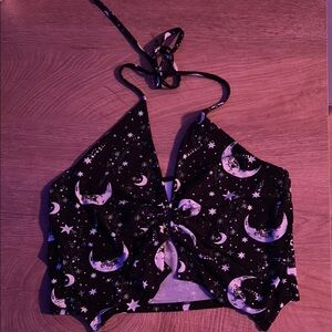 Black and White Celestial Halter Top